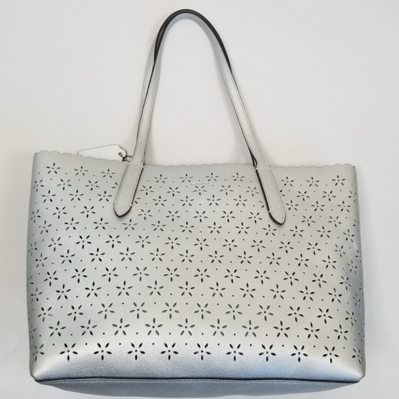 Coach Silver Scalloped Tote-EUC - Picture 2 of 12